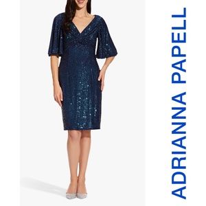 NWT ADRIANNA PAPELL SEQUIN MIDI TWILIGHT DRESS
